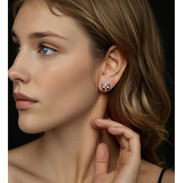 BAMOER σκουλαρίκια καρφωτά MSE085 με μοϊσσανίτη, ασήμι 925, ασήμι - Προσωπική Φροντίδα