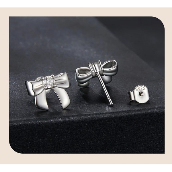 BAMOER σκουλαρίκια καρφωτά MSE085 με μοϊσσανίτη, ασήμι 925, ασήμι