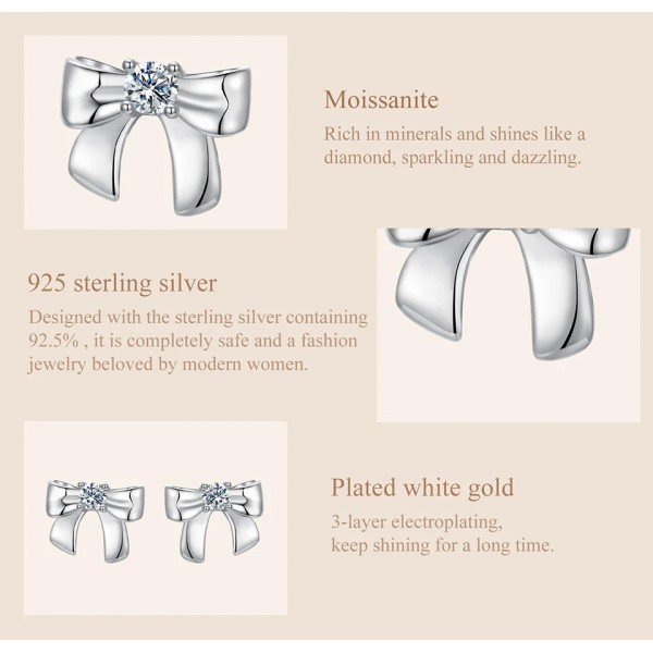 BAMOER σκουλαρίκια καρφωτά MSE085 με μοϊσσανίτη, ασήμι 925, ασήμι