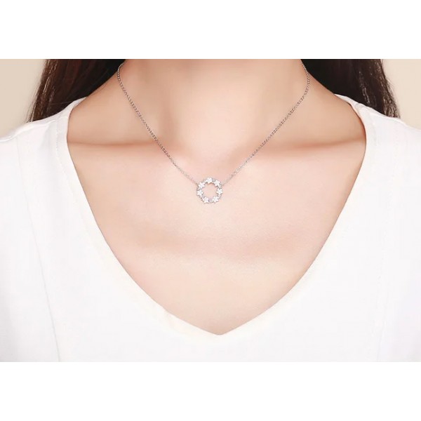 BAMOER κολιέ BSN028 με κυβική ζιρκόνια, ασήμι 925, ασημί - Προσωπική Φροντίδα