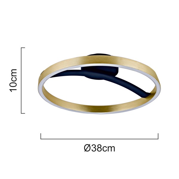 POWERTECH LED φωτιστικό οροφής HLL-0199, 29W, 4000K, Φ38x10cm, χρυσό/μαύρο
