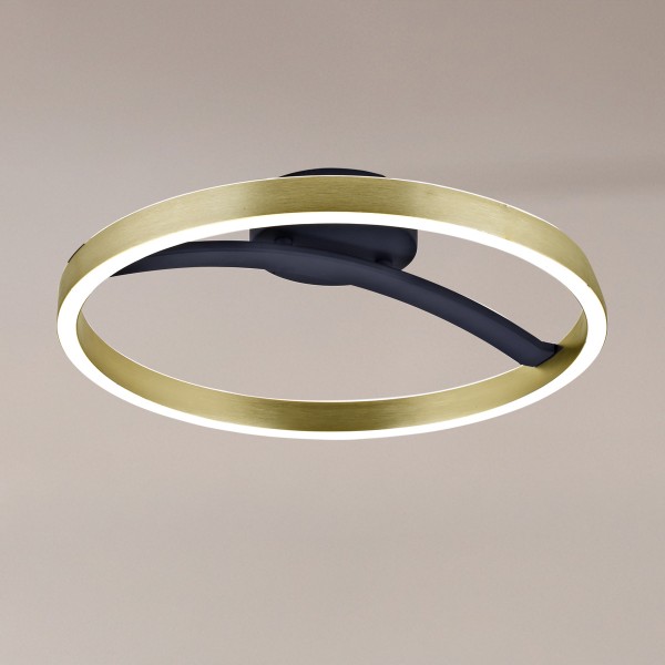 POWERTECH LED φωτιστικό οροφής HLL-0199, 29W, 4000K, Φ38x10cm, χρυσό/μαύρο - Φωτιστικά Οροφής