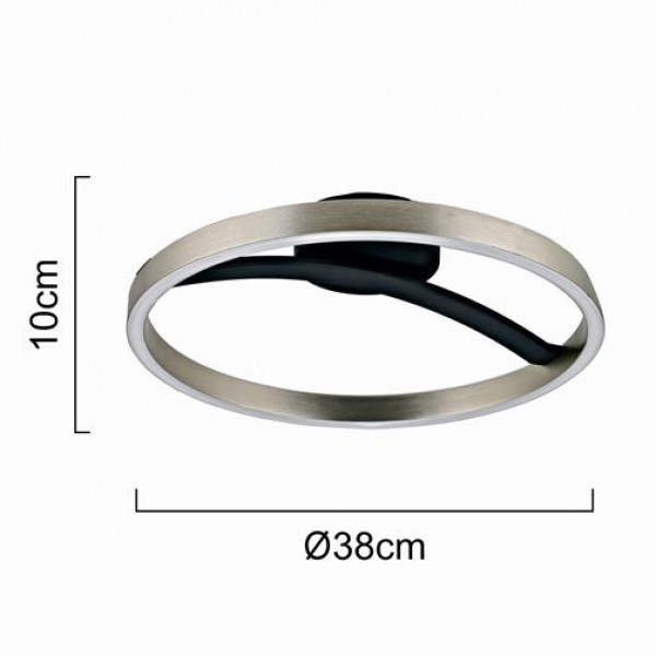 POWERTECH LED φωτιστικό οροφής HLL-0200, 29W, 4000K, Φ38x10cm, ασημί/μαύρο