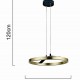 POWERTECH LED φωτιστικό οροφής HLL-0201, 29W, 4000K, Φ38x120cm, χρυσό/μαύρο