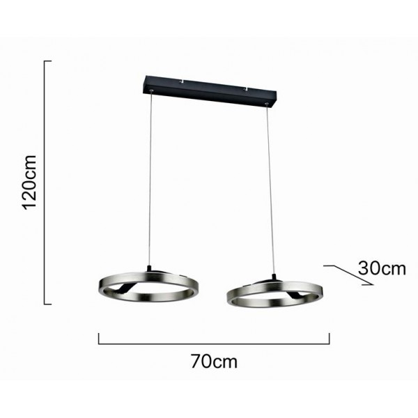 POWERTECH LED φωτιστικό οροφής HLL-0203, 42W, 4000K, 70x30x120cm, ασημί/μαύρο