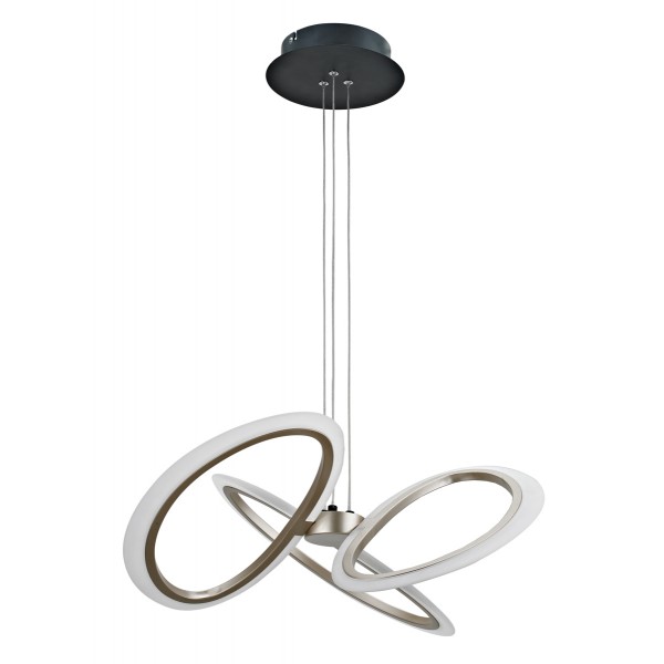 POWERTECH LED φωτιστικό οροφής HLL-0205, 40W, 4000K, Φ53x120cm, οπάλ χρυσό/μαύρο - Φωτιστικά Οροφής