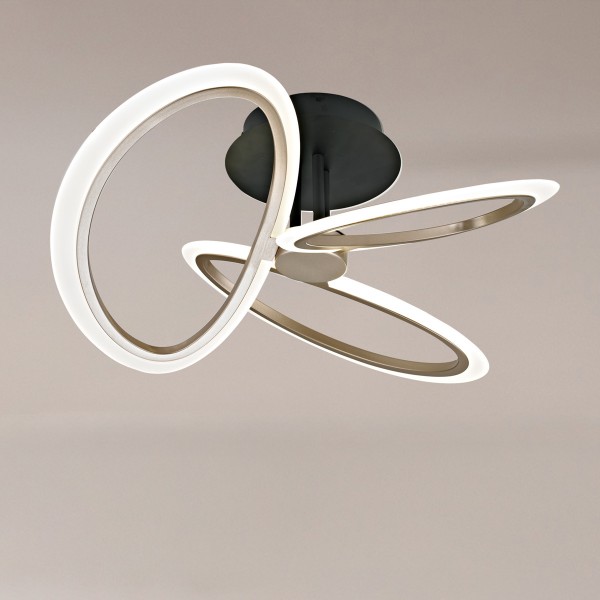 POWERTECH LED φωτιστικό οροφής HLL-0206, 40W, 4000K, Φ53x26cm, οπάλ χρυσό/μαύρο - Φωτιστικά Οροφής