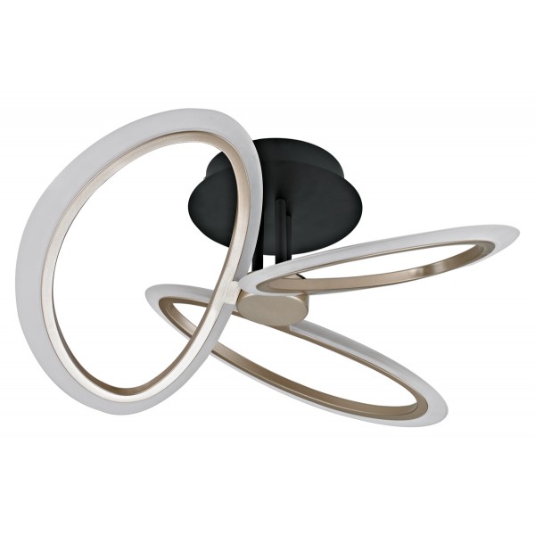 POWERTECH LED φωτιστικό οροφής HLL-0206, 40W, 4000K, Φ53x26cm, οπάλ χρυσό/μαύρο - Φωτιστικά Οροφής