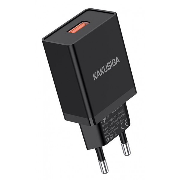 KAKUSIGA φορτιστής τοίχου KSC-930, USB, 2.4A, μαύρος - Φορτιστές Κινητών