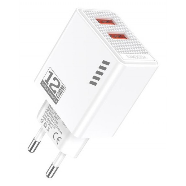 KAKUSIGA φορτιστής τοίχου KSC-1237, 2x USB, 12W, λευκός - Φορτιστές Κινητών