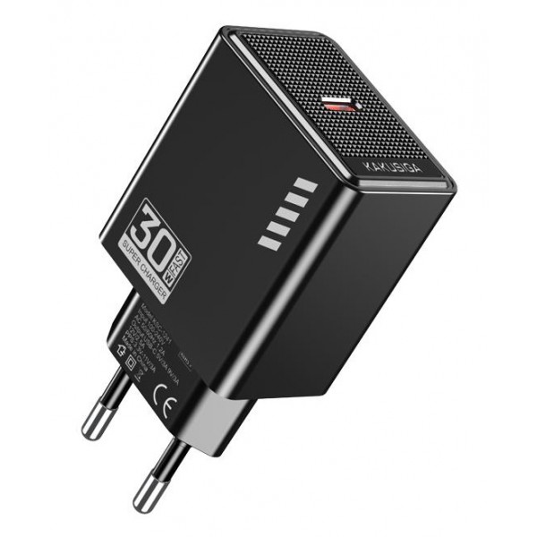 KAKUSIGA φορτιστής τοίχου KSC-1241, USB-C, 30W, μαύρος - Φορτιστές Κινητών