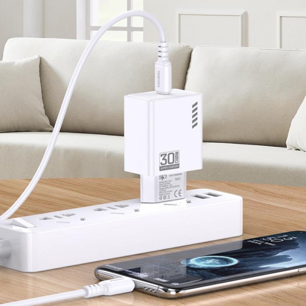 KAKUSIGA φορτιστής τοίχου KSC-1242 με καλώδιο USB-C, USB-C, 30W, μαύρος - Φορτιστές Κινητών
