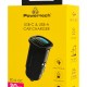 POWERTECH φορτιστής αυτοκινήτου PT-1538, USB & USB-C, 30W, μαύρος