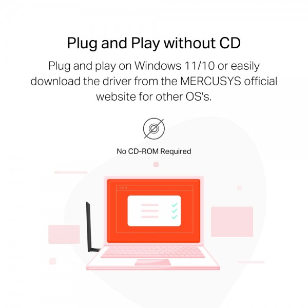MERCUSYS ασύρματος USB αντάπτορας δικτύου MU6H, AC650, Dual Band, V 1.30