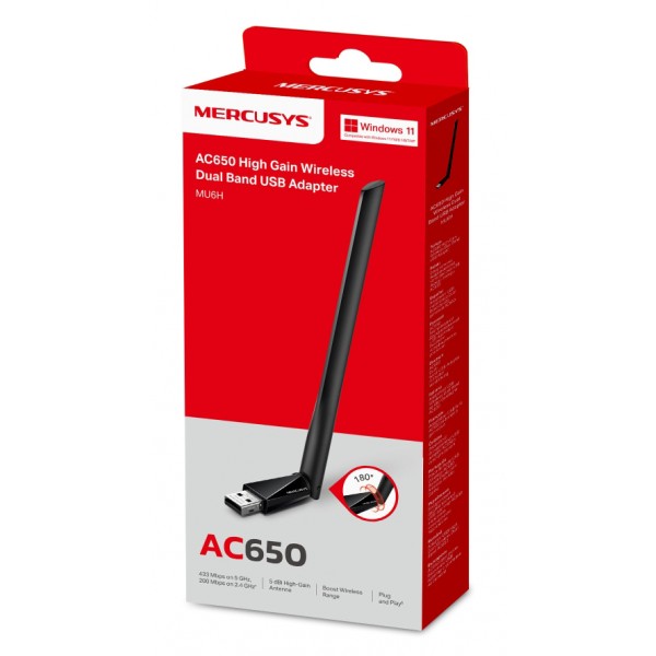 MERCUSYS ασύρματος USB αντάπτορας δικτύου MU6H, AC650, Dual Band, V 1.30