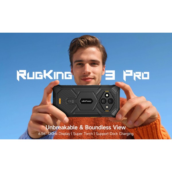 ULEFONE smartphone RugKing 3 Pro, 6.56", 8/128GB, 5700mAh, IP68/IP69K, μαύρο - ULEFONE