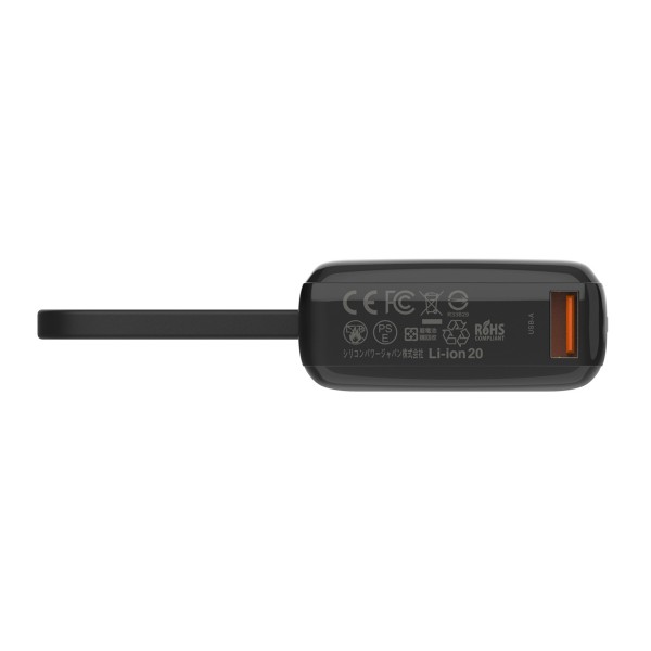 SILICON POWER power bank CP10 με καλώδιο USB-C, 2x θύρες εξόδου, 10000mAh, 20W, μαύρο
