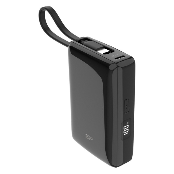 SILICON POWER power bank CP10 με καλώδιο USB-C, 2x θύρες εξόδου, 10000mAh, 20W, μαύρο - Mobile