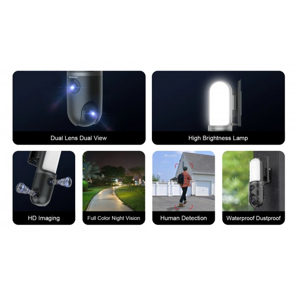 VSTARCAM smart κάμερα FC4 με φωτισμό, dual lens, 3MP, WiFi, SD, PTZ, IP66