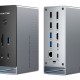 CABLETIME docking station CT-DK181-AG, 16 θυρών, USB-C σύνδεση, 100W PD, 1000Mbps, MST, γκρι