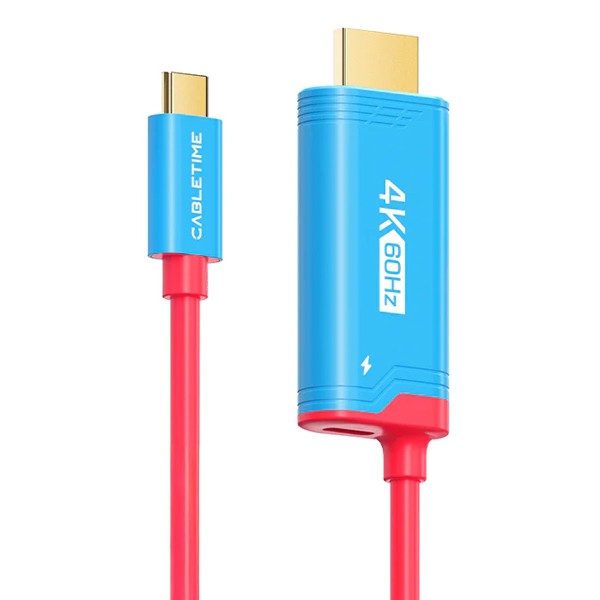 CABLETIME καλώδιο USB-C σε HDMI CT-CMHD4P, 4K/60Hz, PD100W, 2m, κόκκινο - CABLETIME