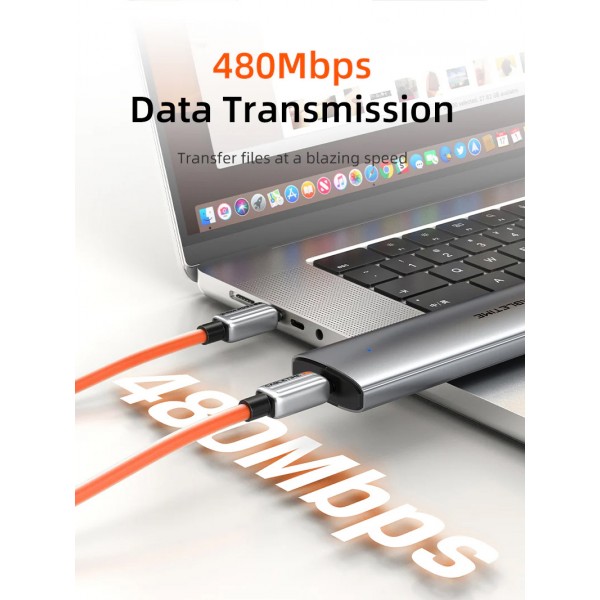 CABLETIME καλώδιο USB-C CT-CM240-ZSW2, 240W, 480Mbps, 2m, λευκό