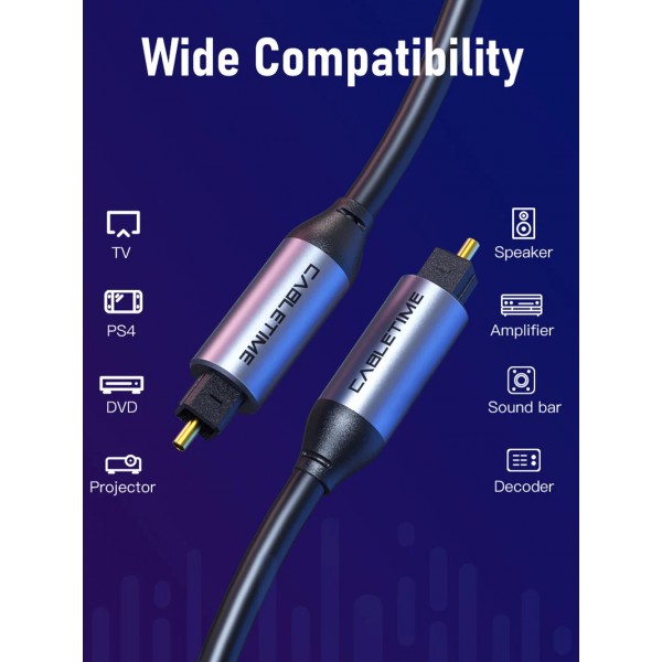 CABLETIME καλώδιο ήχου Toslink CT-AV380-P04GN, gold plated, 5mm, 3m, μαύρο - Ήχος