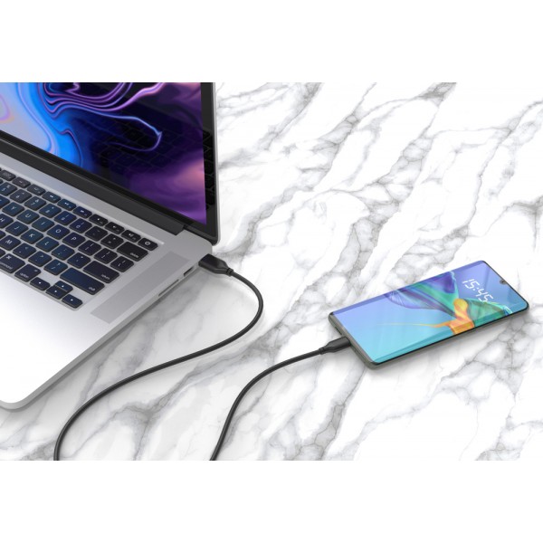 CABLETIME καλώδιο micro USB σε USB CT-C165-05G, 2.4A, 480Mbps, 0.25m, μαύρο - CABLETIME
