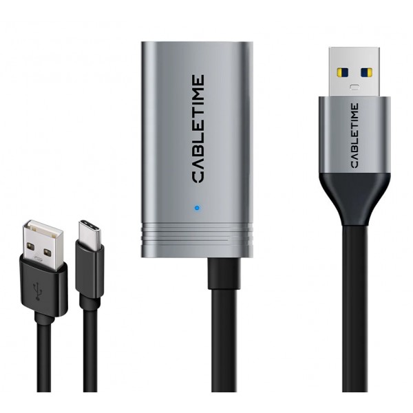 CABLETIME καλώδιο προέκτασης USB CT-AMAFA3, active, 5Gbps, 5m, μαύρο - USB