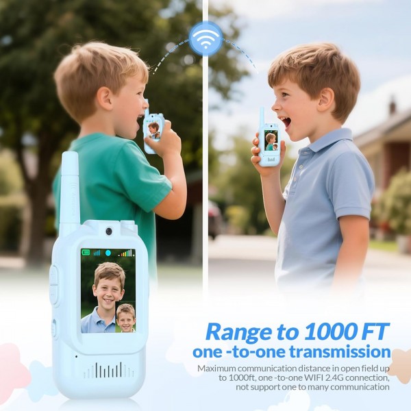 MAFITI παιδικά walkie talkie JK200 με οθόνη & κάμερα, 3+ ετών, επαναφορτιζόμενα, μπλε, 2τμχ - MAFITI