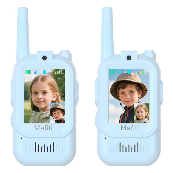 MAFITI παιδικά walkie talkie JK200 με οθόνη & κάμερα, 3+ ετών, επαναφορτιζόμενα, μπλε, 2τμχ - MAFITI