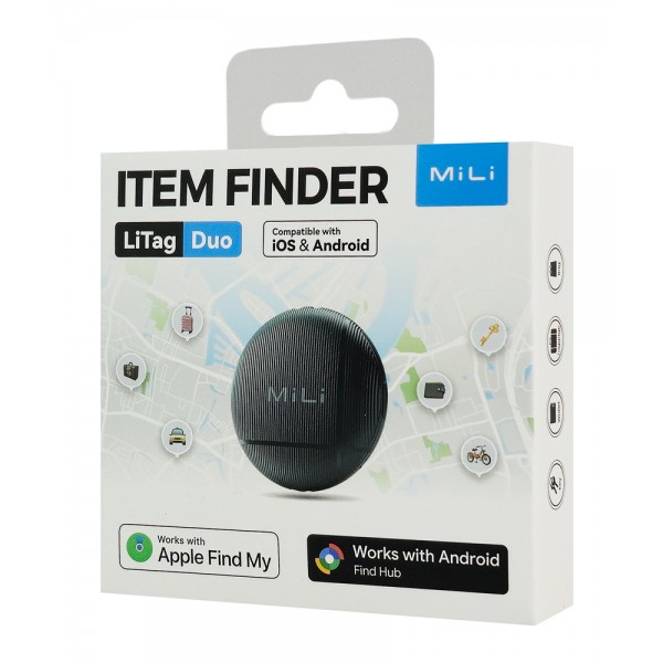 MILI smart tag LiTag Duo για iOS & Android συσκευές, Bluetooth tracker, μαύρο