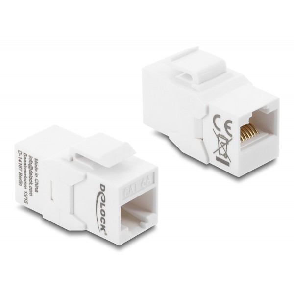 DELOCK Keystone module RJ45 90991, θηλυκό σε θηλυκό, Cat 6A UTP, λευκό - DeLock