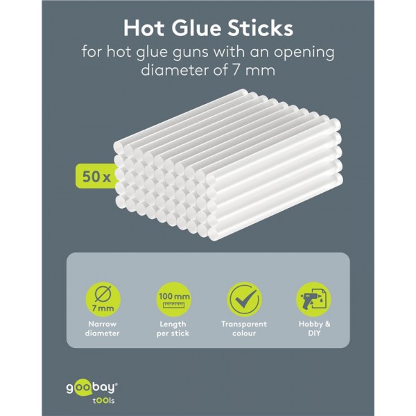 GOOBAY ράβδοι σιλικόνης 77851, Φ7mm x 100mm, διάφανο, 50τμχ - Service & Εργαλεία