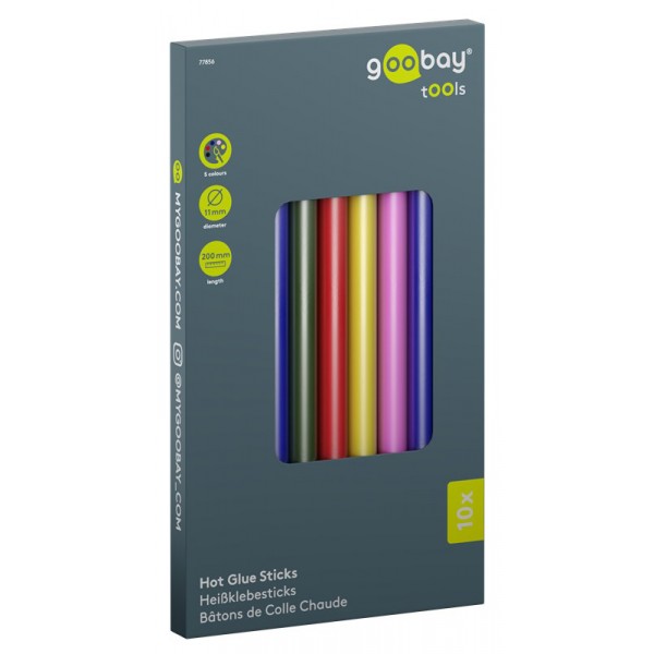 GOOBAY ράβδοι σιλικόνης 77856, Φ11mm x 200mm, διάφορα χρώματα, 10τμχ