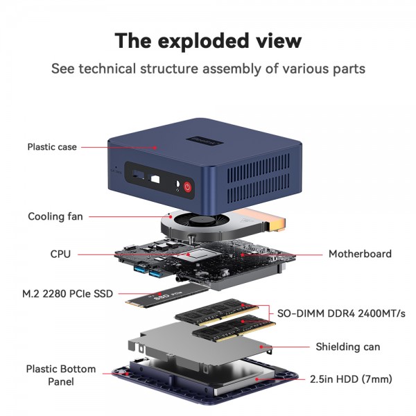 BEELINK mini PC SER3, AMD 3200U, 16GB, 500GB M.2, Windows 11 Pro