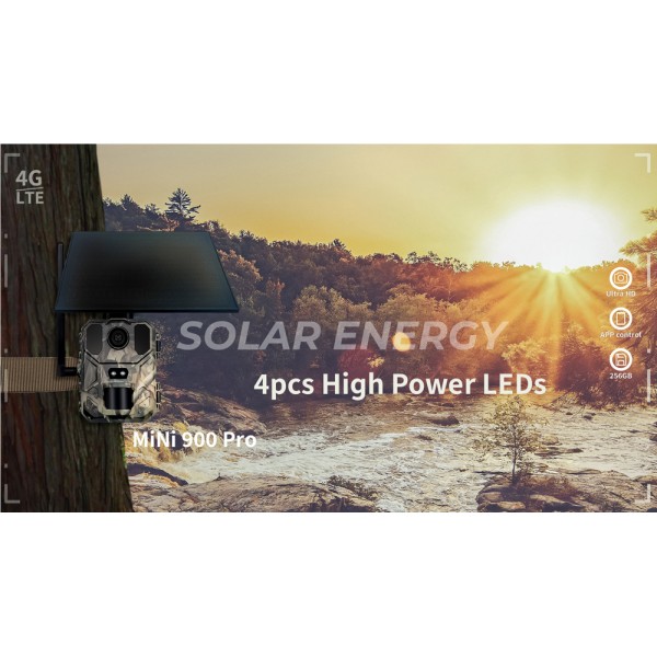 SUNTEK smart ηλιακή κάμερα κυνηγού Mini 900 Pro, PIR, 4G, 30MP/2K, SD, IP65 - Smart Κάμερες