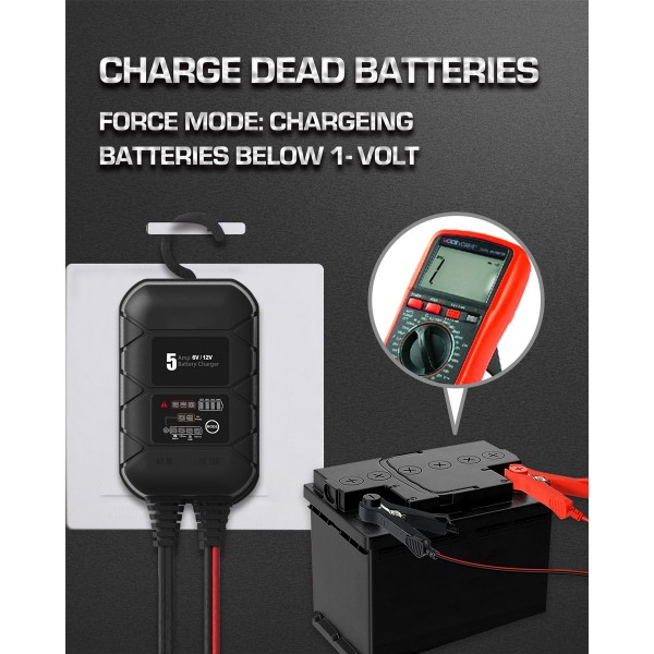 BYGD φορτιστής & συντηρητής μπαταρίας αυτοκινήτου S5000, 6V/2A 12V/5A - Σπίτι & Gadgets