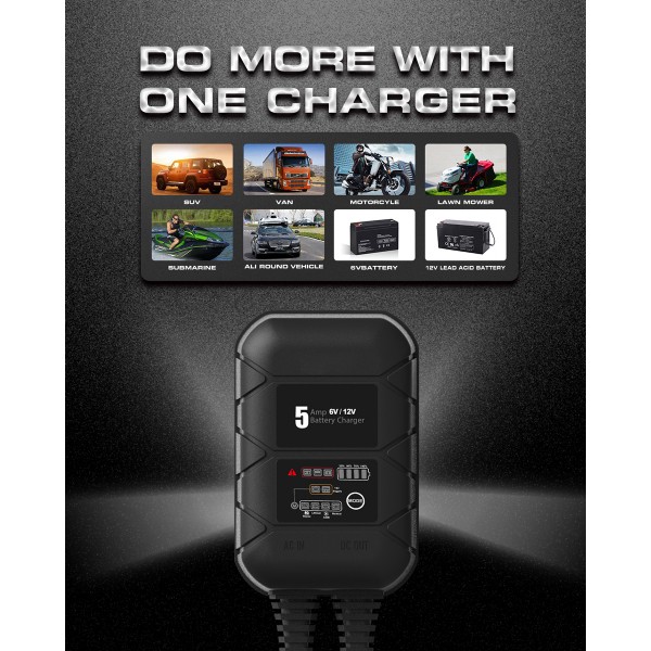 BYGD φορτιστής & συντηρητής μπαταρίας αυτοκινήτου S5000, 6V/2A 12V/5A