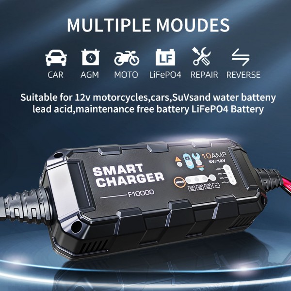 BYGD φορτιστής & συντηρητής μπαταρίας αυτοκινήτου F10000, 6V/2A 12V/10A - Σπίτι & Gadgets