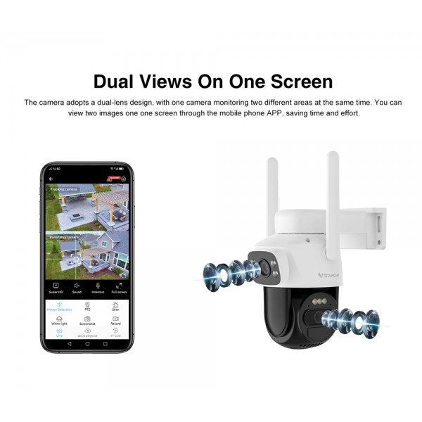 VSTARCAM smart ηλιακή κάμερα BG622DR, dual lens, 2MP, 4G, SD, PTZ, IP66
