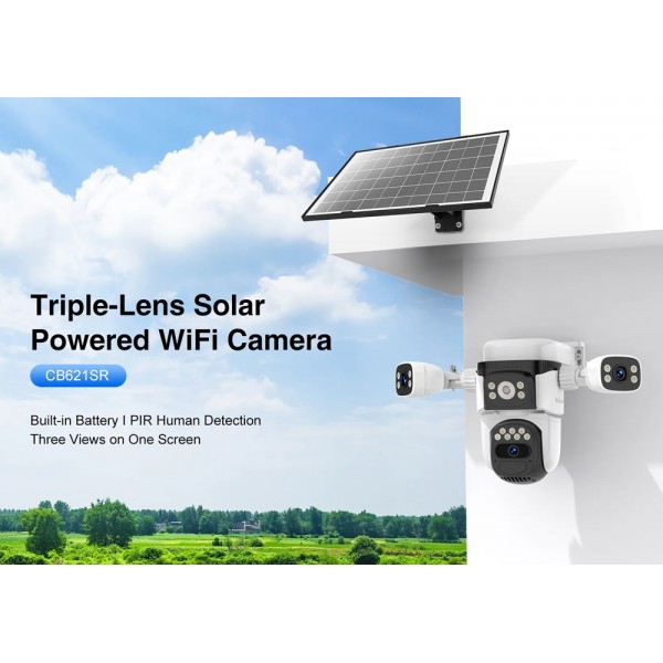 VSTARCAM smart ηλιακή κάμερα CB621SR, triple lens, 2MP, WiFi, SD, PTZ, IP66 - VSTARCAM