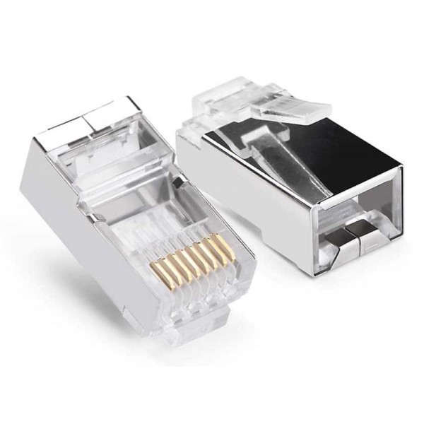 POWERTECH βύσμα RJ45 CAB-N448, ανοιχτού τύπου, Cat 6/6a FTP, μεταλλικό, ασημί, 50τμχ - Διάφορα Δικτύου