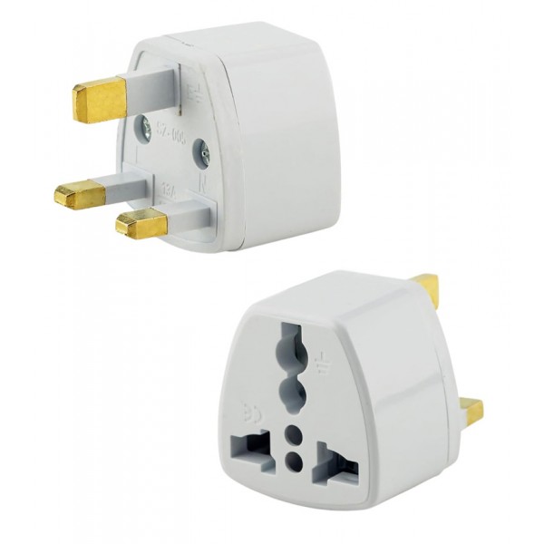 POWERTECH αντάπτορας ρεύματος PT-1545, UK/Universal, ατσάλι, λευκός - Powertech