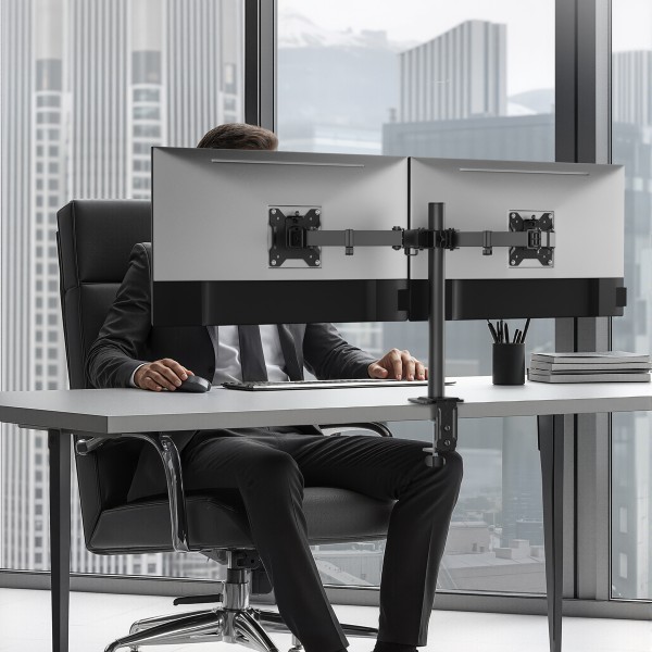 POWERTECH βάση γραφείου για 2x οθόνες PT-1552, 17-32", έως 10kg - Βάσεις TV - Projectors - PC