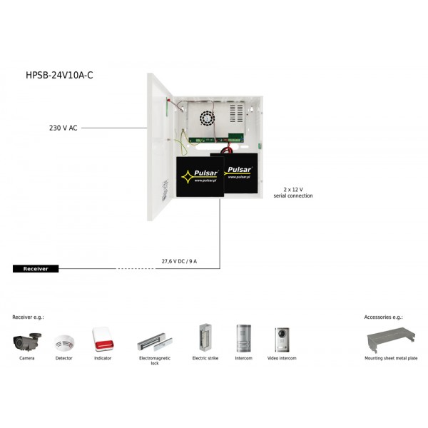 PULSAR τροφοδοτικό HPSB-24V10A-C, 27.6V/10A - PULSAR