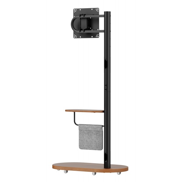 BRATECK βάση τηλεόρασης δαπέδου FS54-22T-02W, 17-43", έως 15kg, με ράφι & ροδάκια, μαύρη