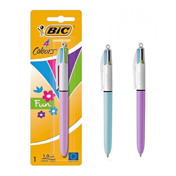 BIC στυλό διαρκείας 4 Colours Fun, 1mm μύτη, πολύχρωμο μελάνι, διάφορα χρώματα, 1τμχ - Γραφική Ύλη