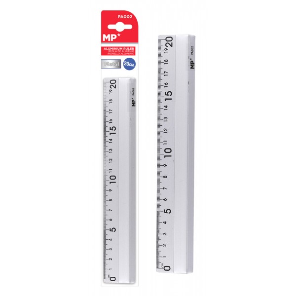 MP μεταλλικός χάρακας PA002, 20cm, ασημί - Αναλώσιμα - Είδη Γραφείου