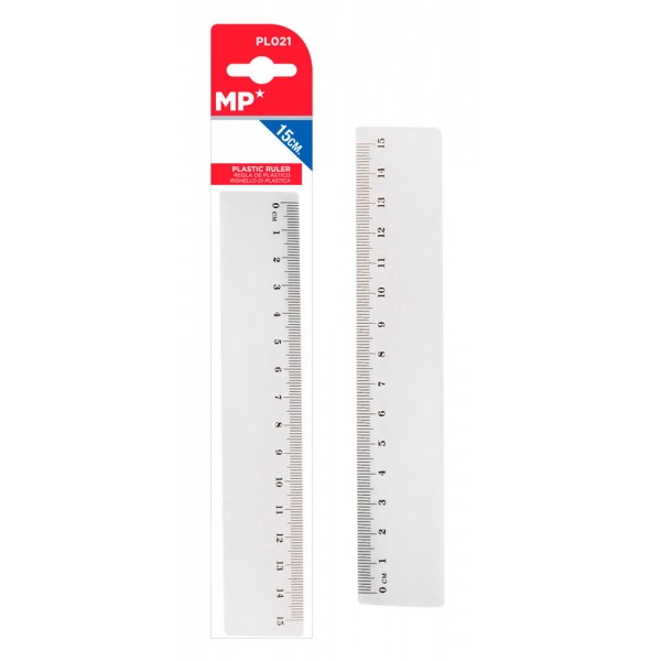 MP πλαστικός χάρακας PL021, 15cm, διάφανος - Γραφική Ύλη